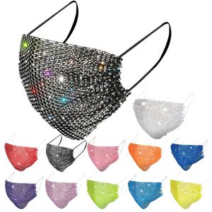 designer face mask women halloween bling sequins sunscreen diamond masks black pink yellow trendy rhinestone facemask