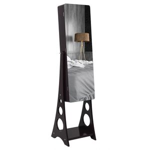 Wholesale standing mirror cabinet for sale - Group buy ewelry Cabinet Armoire Dark Brown Bedroom Furniture Blue LEDs Layer Shelf Drawers Full Mirror Wooden Floor Standing Storage