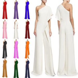 European casual solid color sexy strapless sleeveless oblique sleeveless Siamese pants white red black support mixed batch