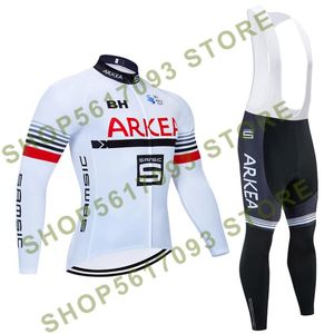 Vinter 2020 Team Arkea BH Långärmade Cykling Jersey Bike Byxor Set Mens Ropa Ciclismo Termisk Fleece Cykling Maillot Culotte