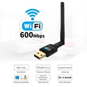 600Mbps USB 와이파이 어댑터 5 8GHz2 4GHz USB Wi-Fi 수신기 무선 네트워크 카드 고속 안테나 동글