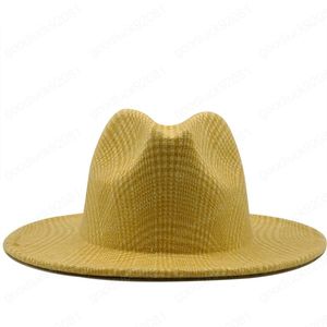 Enkla kvinnor män ull vintage gangster trilby plaid filt fedora hatt med bred brim gentleman elegant dam vinter höst jazz cap