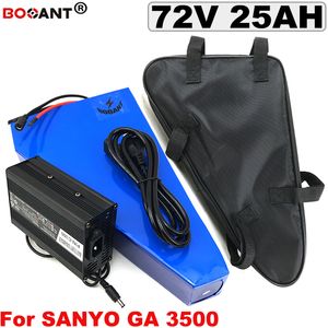 72V 25AH triangle Lithium ion Battery pack for SANYO 18650 Cell electric bicycle battery 1500w 3000w +50Amps BMS +5A Charger