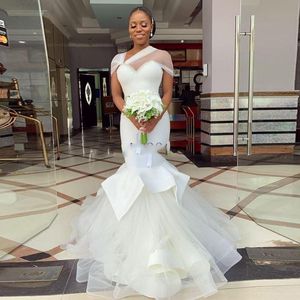 Abito da sposa a sirena sudafricano 2020 Abito da sposa da giardino con perline di alta qualità Plus Size Custom Made Vestios De Novia