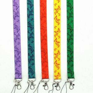 5 Beautiful Color Butterfly Style Terylene Phone Strap Women And Men Mobile Phone Key Neck Lanyard For Students