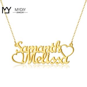 English Layered Necklace Gold Double Custom Two Names Necklace Personalized English Name Pendent 925 Solid Silver Christmas Gift