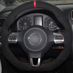 Black Suede Car Steering Wheel Cover for Volkswagen Golf 6 GTI MK6 VW Polo GTI Scirocco R Passat CC R-Line 2010