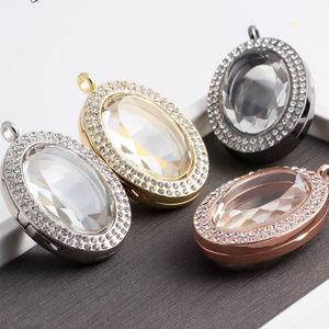 4 färger mode flytande locket kristall levande minne foto pendants för kvinnor män älskare halsband smycken
