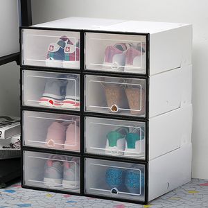 6Pcs/set Shoe Organizer Drawer Transparent Plastic Shoe Storage Box Rectangle PP Thickened Shoes Organizer Drawer Shoe Boxes LJ200812