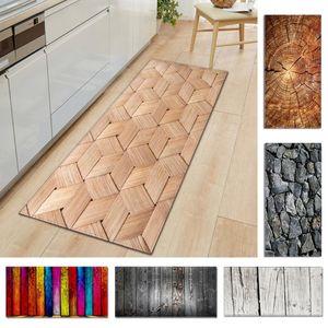 1 PCS Anti-Slip Kitchen Carpet Welcome Doormat Wood Grain Printed Floor Mat Hallway Rug Door Mats Outdoor Decoration