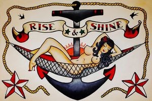 Sailor Jerry Tattoo Vintage rise shine Home Decoration Handpainted HD Print Oil Paintings On Canvas Wall Art Pictures Wall Decor