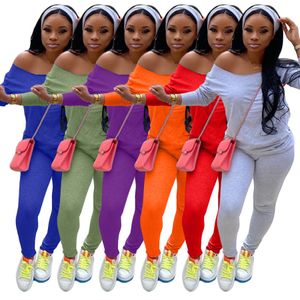 Fall women two piece outfits set solid colors base t shirts skinny leggings slim pants trousers tracksuits home clothes plus size clothing
