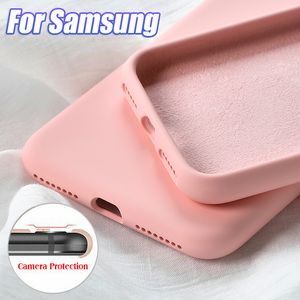 Caso de telefone de silicone líquido para Samsung Galaxy S8 S9 S10 S20 PLUS Ultra S10e Nota 8 9 10 Pro Suave caso de choque
