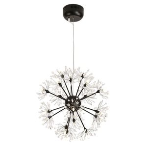 Chrome / Black Dandelion Metal Pendant Lamp Nordic Warm Romantic Round Crystal G4 Led Hanging Lights For Restaurant Bar Clothing Store Deco