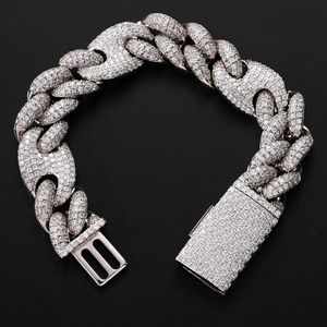 20mm hip hop herrar smycken miami kubansk länk kedja armband iced out cubic zircon bling guld kaffeböna kedja armband armband