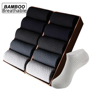 10Pairs/lot Bamboo Fiber Men Socks Large Size Short Ankle Business Black Male Meias Socks Breathable Men Plue Size EU38-48 200924