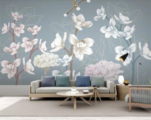 3 dの花の壁紙現代のシンプルな光の高級植物の花輝くゴールドデジタル印刷HD装飾的な美しい壁紙