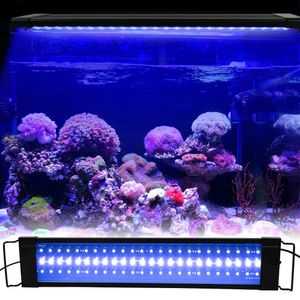 32W LED Full Spectrum Aquarium Light with Aluminum Alloy Shell Extendable Brackets External Controller for Freshwater Fish Tank