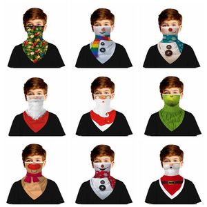 3D Digital utskrift Magic Mask Children's Santa Claus Funny Scarf Animal Earflag Triangle Bandana Cover Kid's Christmas Face Masks LSK1071