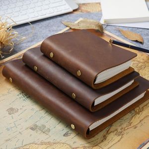 Notepads Classic Leather Rings Binder Notebook A5 Personal A7 Genuine Cover Journal Diary Sketchbook Stationery