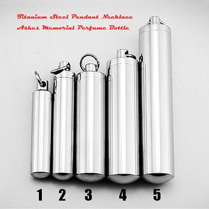 5 Sizes 316L Stainless Steel Couples Perfume Bottle Cylinder Lockets Pendant Necklaces Memorial Ashes Urn Case Box Men Women Lovers Locket Jewelry