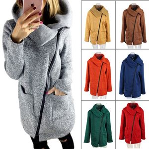 Mulheres Outono Inverno Roupas Quente Jaqueta de Fleece Slant Zipper Collared Revestimento Lady Roupas Jaqueta Feminina Plus Size