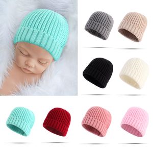 15657 Höst Vinter Spädbarn Baby Hat Kids Knitted Cap Girls Boys 0-3 Månad Babyer Varma Mössa Kepsar 8 färger