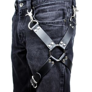 Belts Sexy Men Goth Pastel Pu Leather Garter Belt Waist Straps Harness Bondage Leg Suspenders For Jeans Pants Accessories