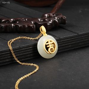 Hot Sale Luxury jewelry pendant S925 silver inlaid with ancient gold, shining, soft, exquisite and rich in jade pendant