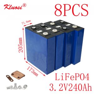 8PCS KLUOSI 3.2V240Ah LiFePO4 Battery 8S/24V Pack FOR Solar Energy Storage Inverter EV Marine RV Golf US/EU TAX FREE