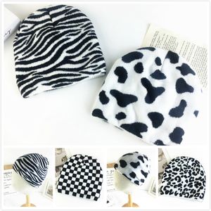 5 Styles Men's Striped Knit Cap Cover Hat Outdoor Leisure Warm Black And White Cow Wool Hat Autumn Winter Beanie Hat