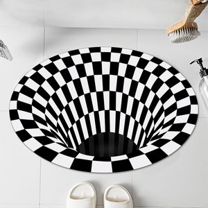 Yatak odası Ev Dekoratif İçin Salon Görsel Illusion 3D Kilim Halı için 3D Üç boyutlu -siyahbeyaz Stereo Vision Mat