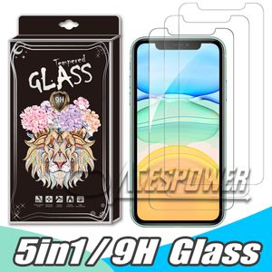 Tempererat glasskärmskydd för iPhone 15 14 13 12 Mini 11 Pro Max X XS XR 8 7 6S plus SE 2020 med paket