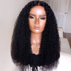 HD Lace Full Natural Afro Kinky Curly Human Wigs para mulheres negras Brasileiro Remy transparente peruca frontal 130% densidade densidade