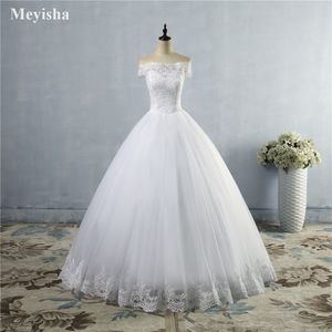 Nowa sukienka ślubna koronki białej kości słoniowej na pannarze z koronki krawędź plus size maxi formalne z sukni ramię