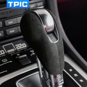 Alcantara Wrap Leather Car Gear Shift Knob Cover ABS Auto Stickers Dekaler för Porsche Macan Panamera Boxter 719 911 Accessories283V