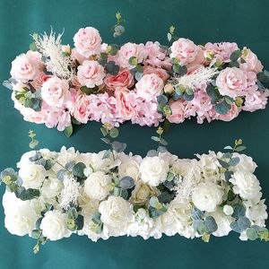 50/100cm DIY Wedding Flower Wall Arrangement Silk Peonies Rose Artificial Flower Row Decor Wedding Iron Arch Backdrop Garland