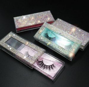 NOVO Glitter Rhinestone Lash Caso 3D Mink cílios personalizado vazio embalagem caixas casos Rhinestone Glitter Lashes Sem pestana