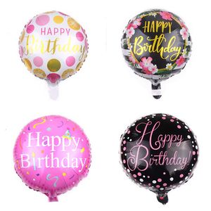 Urodziny Wystrój Drukowane Okrągłe Balony 18 Cal Happy Birthday Balloon Folia Aluminiowa Balony Dzieci Zabawki nadmuchiwane Balon BH4006 TQQ