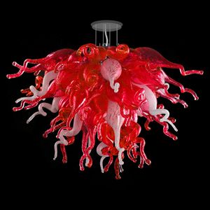 Pendant Lamps Modern Chandeliers Hand Blown Glass Chandelier Light Small Size Red and White Crystal Indoor Lighting LED Pendant-Light