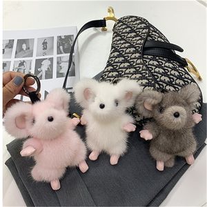 100% Real Genuine Fur Mouse Toy Keyring Handbag Keychain Car Phone Pandent