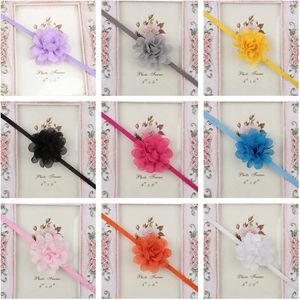 EPECKET DHL Free Ship Mini Chiffon Flower Thin Strap Baby Headband DatG122 Hår Smycken Huvudband