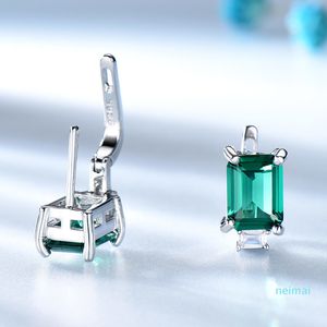 Hot Sale UMCHO Solid 925 Sterling Silver Clip Earrings for Women Luxury Emerald Green Gemstone Jewelry