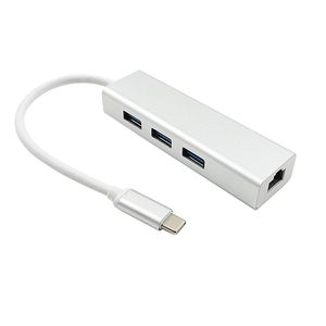 3PORTS USB 3.0 HUB Typ C till Ethernet LAN RJ45 Kabeladapter Nätverkskort Gigabit / 100MB Höghastighetsdataöverföring för MacBook