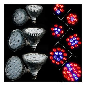 Pełne spektrum LED Growight Lights 27W 27 W 36W 45 W 54W E27 LED Grow Lampa Par 38 30 Żarówka do Kwiatu System Hydroponika Hydroponika Ring Box Via Express