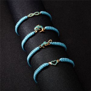 Turkosa infinity hjärta charm armband väv dra justerbara armband för kvinnor flickor mode smycken gåva kommer och sandig