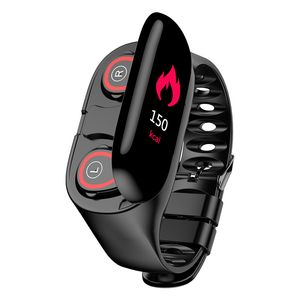 Smart Watch Men Fashion M1 Med Bluetooth Headphone Heart Rate Monitor Smart Wristband Sport Tracker för män Kvinnor