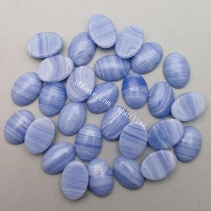 50pcs Atacado Lot Liso Polido 13 * 18 milímetros oval plana-back azul Lace Agate Rock Crystal Cabochon CAB Jóias Fazendo Gema Semipreciosa