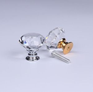 20-30mm Diamond Shape Design Crystal Glass Knobs Cupboard Drawer Pull Kitchen Cabinet Door Wardrobe Handles Hardware SN1887