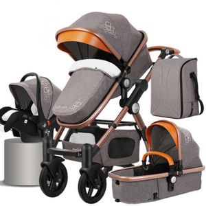Luxuoso bebê carrinho de bebê 3 em 1 recém-nascido portátil Viagens Carrinho de criança de alta paisagem dobram o carro para 0-36 meses Trolley